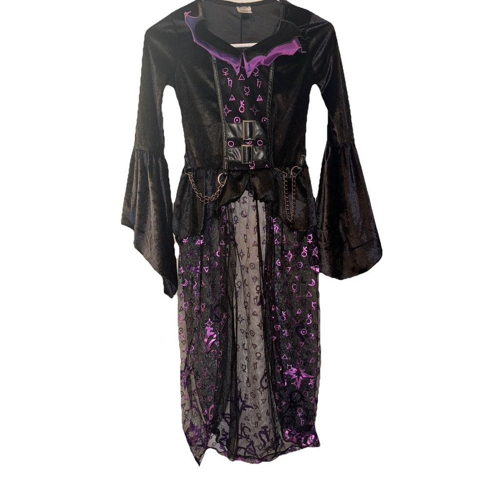 Spirit Zodiac Velvet Gothic Mesh Whimsygoth Halloween Costume Girls M Sz 12-14